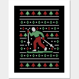 Skiing Ski Ugly Christmas Sweater Posters and Art